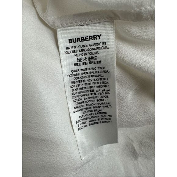 NWT Burberry Button Front Crystal Fringe Cuff Long Sleeve Silk Blouse Ivory Sz 6 - Picture 13 of 14